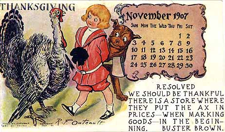 Buster Brown Calendar Postcard, November, 1907 